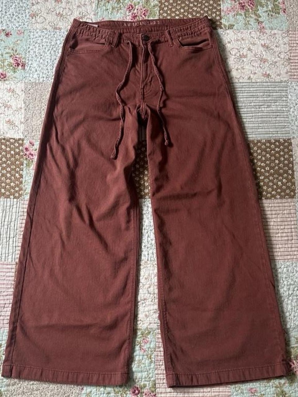 American Eagle pink/salmon ultra wide-leg high-rise tie-waist jeans